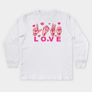 'LOVE American Sign Language' Cool ASL Sign Language Kids Long Sleeve T-Shirt